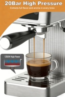 Cafetera Eléctrica con Pantalla Táctil LED, 20 Bares, Compacta, con Vaporizador Potente, Acero Inoxidable, Control por Aplicación, para Latte