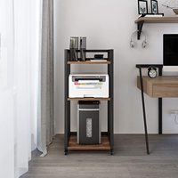 Support mobile pour unité centrale d'ordinateur, plateau amovible en MDF, support de rangement à 3 niveaux avec roulettes pour bois et métal, non pliable