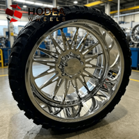 Jantes forgées à rayons en H profondes 20x10/22x12/24x14 pour camions Ford/Chevy/GMC/Dodge, design ET négatif, compatibles avec les véhicules rehaussés