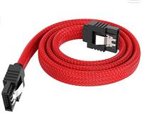 Kabel SATA III Kecepatan Tinggi 6Gbps Dengan Pengunci, Jalinan Nilon untuk HDD SSD CD ROM, Tembaga Berlapis Timah Sata 3.0