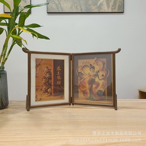 Cadre photo pliable en bois massif, présentoir de table A4 pour calligraphie et peinture - Product Image 5