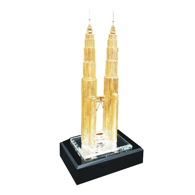 Malaysia landmark glass souvenir petronas twin towers crystal building model for gifts