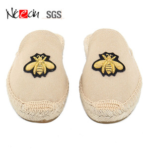 Nicecin sandali con fondo in lino intrecciato di <span class=keywords><strong>paglia</strong></span> economici espadrillas di tela casual femminili tela traspirante pantofole da <span class=keywords><strong>donna</strong></span> fresche all'aperto piatte - Product Image 3