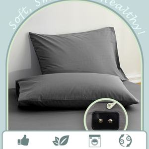 Gray Cotton Grounding <b>Body</b> <b>Pillow</b> <b>Case</b> Knitted Rectangle Embroidered Silver Fiber Anti-Static Soft Comfortable Home Hotel - Product Image 6