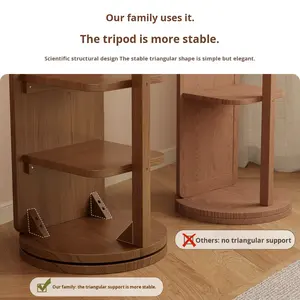 مرآة خشبية كاملة الطول دوارة ومتحركة مع مساحة تخزين، تصميم بسيط وعصري للاستخدام في غرفة النوم - Product Image 3