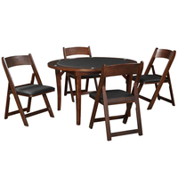 Table de poker robuste avec cadre rond en bois de 48 pouces et surface en feutre lisse, 6 porte-gobelets intégrés, pour les soirées de jeux en famille