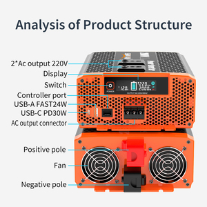 SHiOUMAO OEM Smart Inversor Sinusoidal Puro 12v to 220v DC to AC Car <strong>Power</strong> Inverter <strong>2000w</strong> for RV Travel - Product Image 4