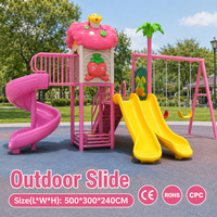 Équipement de terrain de jeux extérieur pour enfants, toboggan en plastique commercial, balançoire, imperméable, non toxique, taille personnalisable pour hôtel, complexe hôtelier