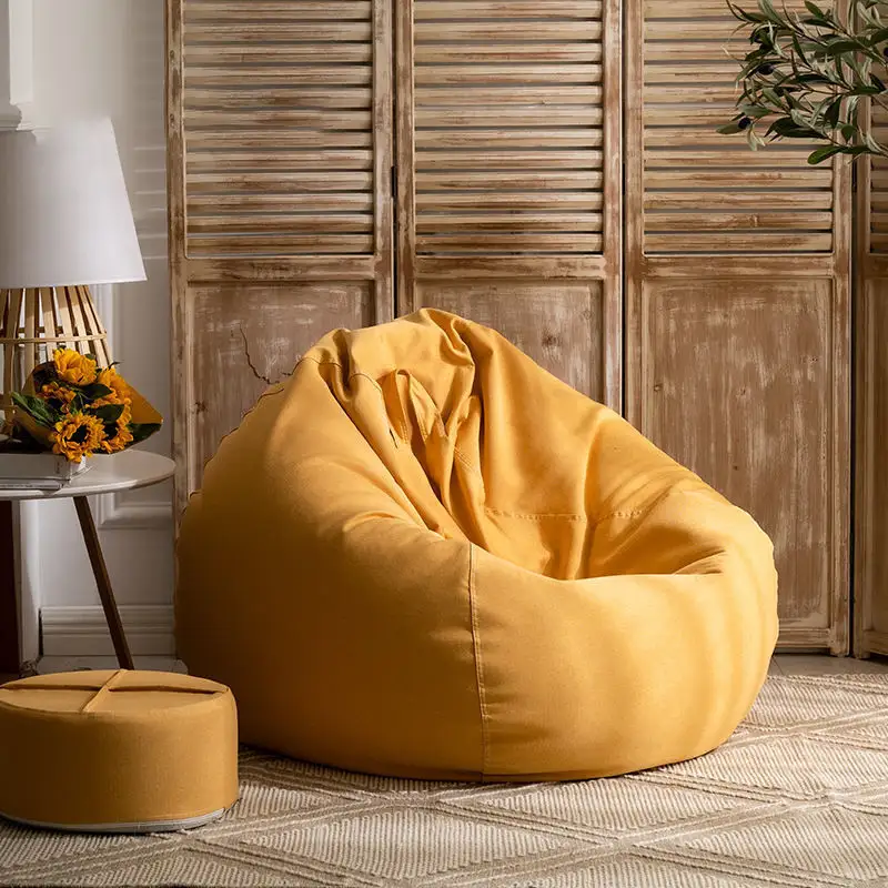 चमड़े की कुर्सी Beanbag Unfilled भंडारण बीन बैग कवर आलसी आराम मंजिल सोफे