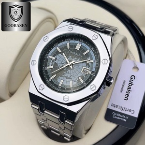 Relojes Gubaisen para hombre, caja de metal, correa acrílica, calendario luminoso, cierre oculto - Product Image 2