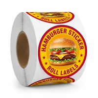 Etiquetas Redondas de Vinilo Personalizadas con Logotipo de Marca Comercial para Empaquetado de Alimentos, Cajas de Hamburguesas y Pizza, Pegatinas de Sellado para Panadería en Rollo