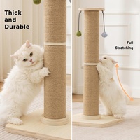 Arbre à chat avec griffoir, base en bois épaisse et durable, griffoir en sisal, balles suspendues, super robuste, pour chats d'intérieur