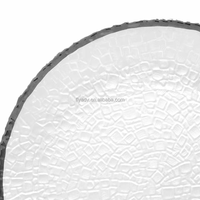 Plat en verre blanc rond vintage avec bord argenté, assiette de chargeur de 33cm, petit motif végétal pour fêtes, événements, ensemble pour hôtels
