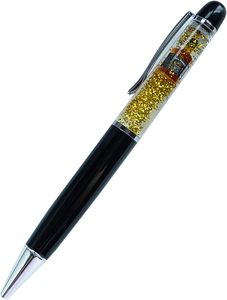 Stylo bille personnalisé avec logo imprimé, feuille d'or torsadée, flocons dorés flottants, design original, cadeaux - Product Image 1