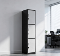 Casier à trois portes bicolore noir et blanc, armoire de rangement moderne en métal pour bureau, école, salle de sport et personnel