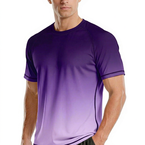 T-shirt sportif à manches courtes pour homme, dégradé, séchage rapide, coupe classique, col rond, tricoté 100% coton, logo avant, écologique - Product Image 1