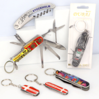 Couteau de poche multifonctionnel en métal 11-en-1 avec logo personnalisé du fabricant, porte-clés souvenir