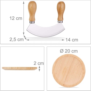 Couteau à découper avec planche à découper aux herbes, couteau Mezzaluna et planche à découper ronde en bambou - Product Image 4