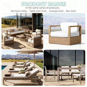 Conjunto de Sofás de Madera Maciza de Teca Modernos para Exteriores, Resistentes a la Intemperie, Duraderos, para Patio de Villa, Apartamento, Hotel, Jardín - Product Image 6