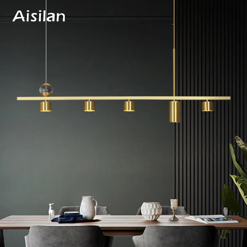 Aisilan Modern Nordic indoor smart lighting golden bronze copper crystal fancy luxury chandeliers pendant lights