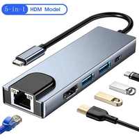Adaptateur USB 3.0 Type C Gigabit 5 en 1 Focuses, Hub 5 ports PD, Ethernet RJ45 LAN 10/100 Mbps, accessoire informatique filaire