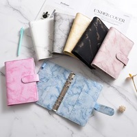 Carnet à anneaux A5 en marbre noir et blanc, organiseur de luxe à couverture rigide en cuir PU à 6 anneaux, journal à feuilles mobiles, classeur A6 en marbre