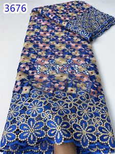 Tissu nigérian en dentelle de coton 2024 de haute qualité avec des pierres tissu en dentelle de Voile suisse africain robe élégante pour les femmes coudre <span class=keywords><strong>3676</strong></span> - Product Image 3