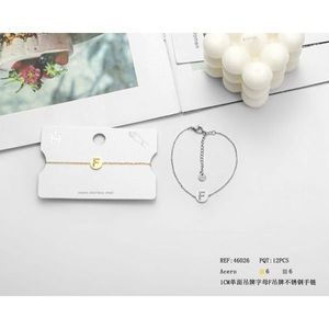 Pulsera de Acero Inoxidable con Colgante en Forma de F de 1 cm, Minimalista para Uso Diario, para Mujer - Product Image 1