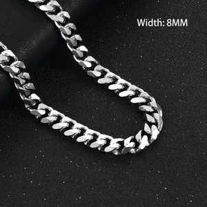 Collier chaîne cubaine en acier inoxydable 3.5/5/6/7/8/9mm pour hommes et femmes, collier ras du cou épais en métal couleur argent, accessoire punk, bijoux - Product Image 6
