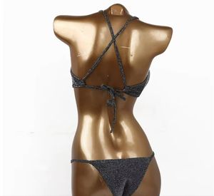3d Custom Logo Usa Luxe Badmode Voor Vrouwen Hoge Taille Bling String Driehoek Bikini Micro Print Letter Direct Fabrikant - Product Image 3