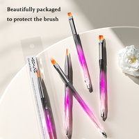 Nouvelle brosse à ongles en gel à poils doux avec manche en acrylique dégradé tricolore, design corps gemme, logo personnalisé, pour la peinture d'art sur ongles