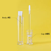 Contenant de gloss à lèvres rond en marque privée, 3,5 ml, 5 ml, rose transparent, emballage cosmétique de luxe, tube, logo personnalisé et boîte, vente en gros