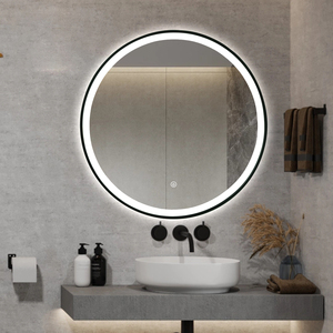<span class=keywords><strong>Miroir</strong></span> <span class=keywords><strong>de</strong></span> <span class=keywords><strong>salle</strong></span> <span class=keywords><strong>de</strong></span> <span class=keywords><strong>bain</strong></span> à éclairage LED <span class=keywords><strong>rond</strong></span> personnalisé en usine avec cadre en aluminium noir - Product Image 2