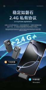 Microphone cravate à condensateur sans fil SX56AI avec suppression du bruit, connecteur de type C, portable pour la diffusion en direct en extérieur - Product Image 5