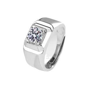 Funkeln der 1 Karat runder brillanter offener breiter <span class=keywords><strong>Ring</strong></span> für Männer Funkeln der Fingerring Diamant Funkeln der Ehering für Bräutigam - Product Image 5