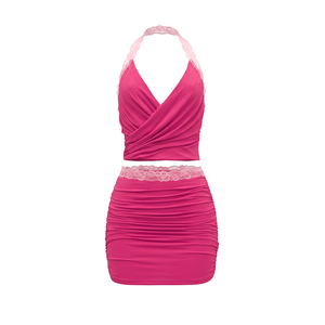 Viviblook C26ST161 Women Summer <b>Set</b> New Solid Color <b>Sexy</b> Sleeveless Halter Backless Tank Top Mini Skirt 2 Piece <b>Set</b> - Product Image 5