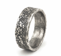Bague pour homme en argent 925 vieilli, texturé organique, irrégulier, fait main, finition vintage, style mode
