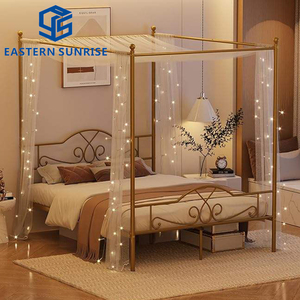 Lit à baldaquin de style palais de haute qualité, taille double, inspiré des princesses, avec cadre robuste pour adultes et enfants - Product Image 5