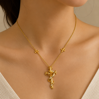 Collier pendentif croix gothique, collier ras du cou à franges multicouches pour femmes, style grunge audacieux