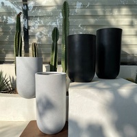 Pots à fleurs cylindriques en ciment de style nordique simple, pour jardin, sol, maison, contemporains, écologiques, légers, 2 tailles