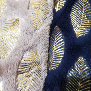 DDP Reciclado Estampado <span class=keywords><strong>en</strong></span> caliente Hoja Forma de hoja Tela de lana barata Nuevo diseño Tela de terciopelo de poliéster de felpa - Product Image 5