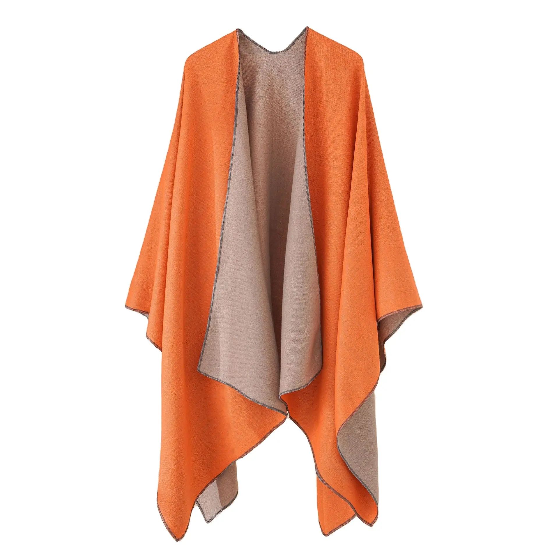 Direct factory Women winter solid knitted cashmere poncho capes shawl scarf 2022 NEW STYLE