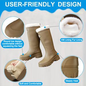 Bottes <span class=keywords><strong>de</strong></span> Pluie Tactiques en PVC Imperméables Toutes Saisons Personnalisées pour Femmes, Grande Taille, avec Bandes Réfléchissantes <span class=keywords><strong>de</strong></span> Sécurité, Doublure Chaude en Peluche Confortable - Product Image 4