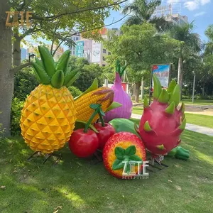 Скульптура для фруктов и овощей из стекловолокна, клубника и статуя ананаса
