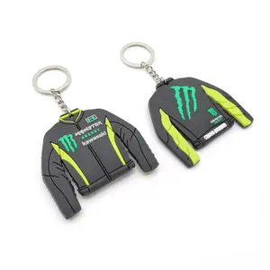 Double Sided Soft PVC Rubber Motorcycle Plastic Keychains Racing Jacket Plastic Key Chains Custom Logo
