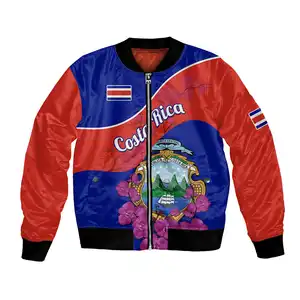 Personality Style Costa Rica Bomber Jacket Costa Rican Coat Of Arms Mix Purple Orchid Men's Jackets Clothing Manufacturers