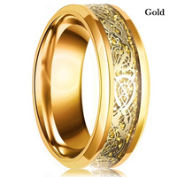 Bague Dragon celtique de mariage en tungstène bleu noir incrusté bague en Zircon violet pour hommes bague en Fiber de carbone en acier inoxydable