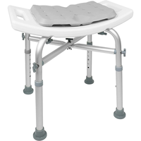 Taburete de Ducha Acolchado de Aluminio con Orificios de Drenaje (150 Kg), Bancos Antideslizantes para Baño, Silla para Personas Mayores, Blanco KMINA K30018