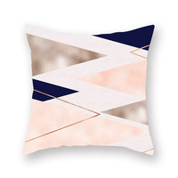 YINUAN Personalisierter Moderner Geometrischer Kissenbezug Roségold Rosa Dreiecksmuster Reißverschluss-Kissenhülle Sofa