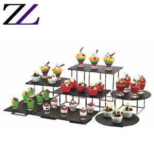 Đĩa Thủy Tinh Kết Hợp S/S Dụng Cụ Trình Bày Buffet Độc Quyền Kệ Đứng Đứng Tự Chọn Trưng Bày Thực Phẩm Hình Vuông Đường Chân Trời Hiện Đại - Product Image 5